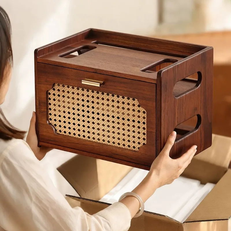 Solid Wood Router Storage Box, TV Cabinet Set-Top Box Shelf, Desktop Socket Organizer, WiFi Holder Stand