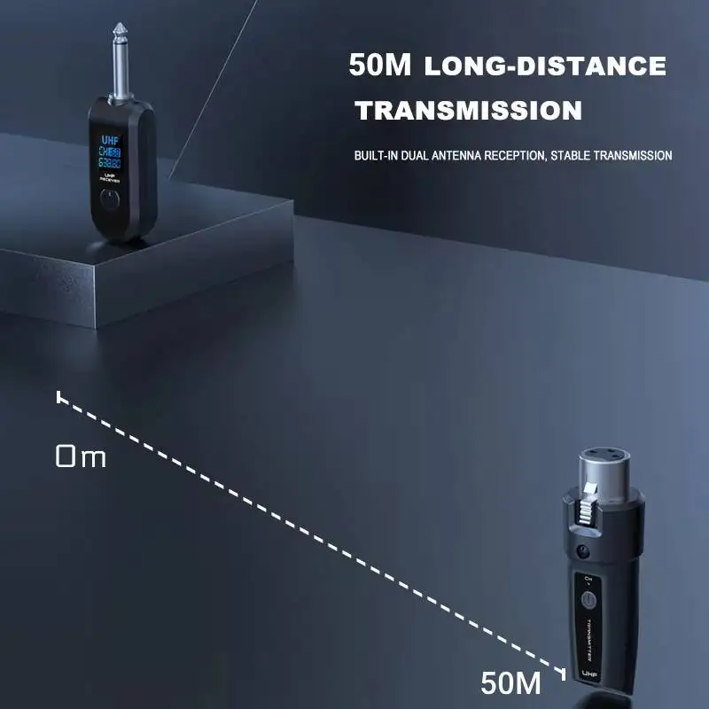KEBIDUMEI Bezprzewodowy mikrofon UHF XLR Nadajnik Odbiornik System Przewodowy na Bezprzewodowy do Miksera Audio Mikrofonu Dynamicznego Gitary Elektrycznej — zdjęcie produktu 4