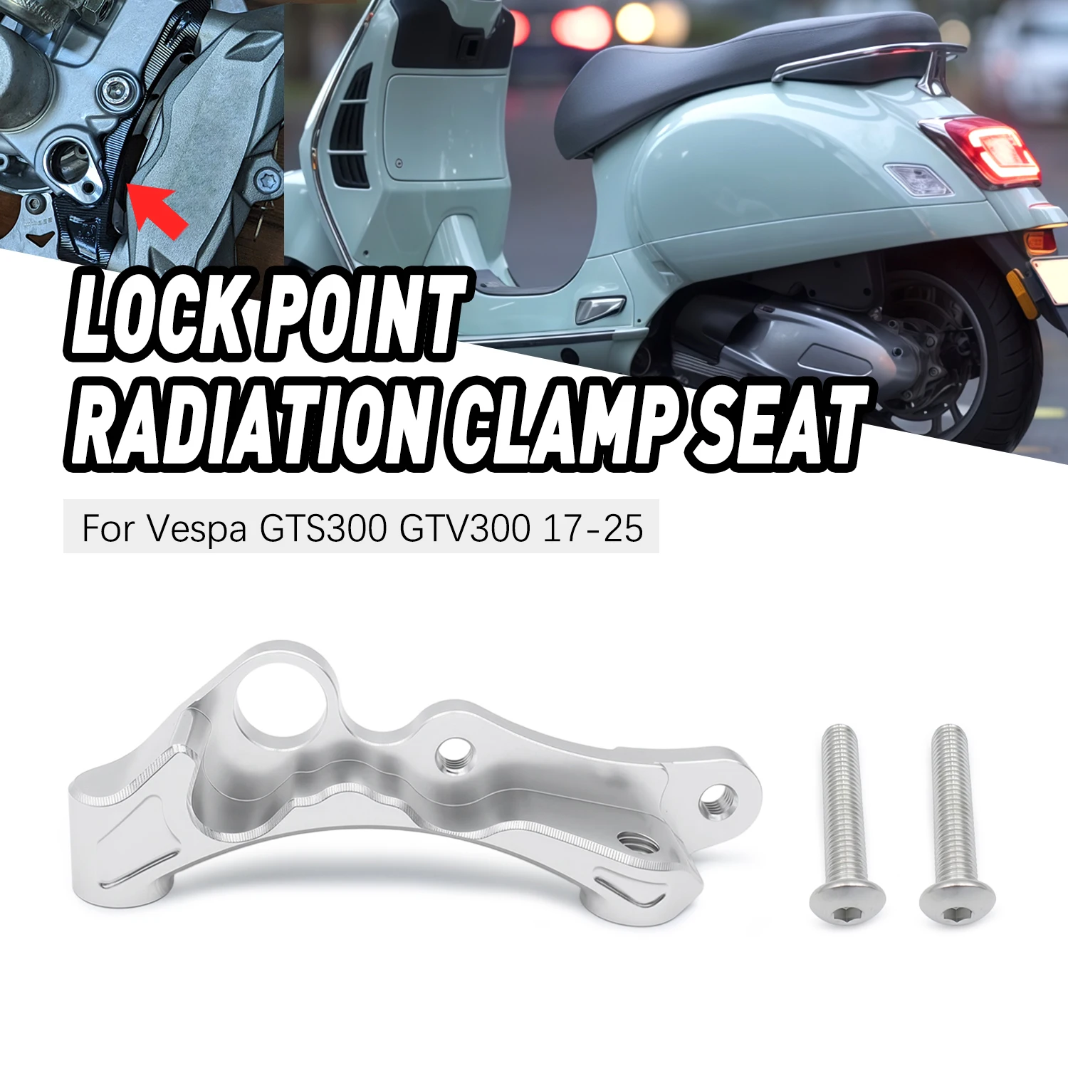 

Motorcycle Accessories Disc Brake Frame Adapter Caliper seat Parts Aluminum 100MM For Vespa GTS300 GTV300 2017-2023 2024 2025