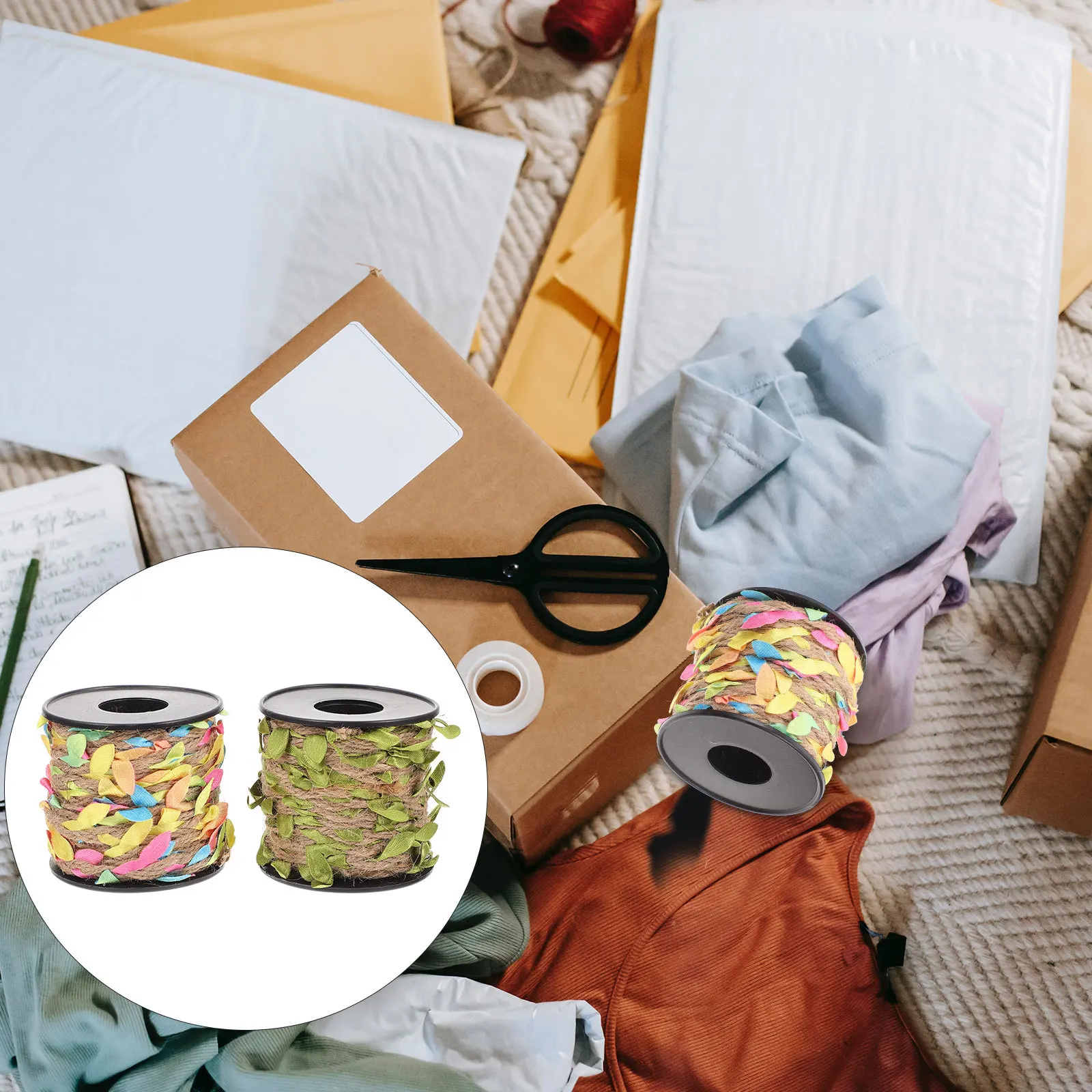 

2 Rolls DIY Simulated Leaf Rattan Decorative Rope for Wedding Party Home Decor Floral Art Craft DIY Leaf Rattan Decor