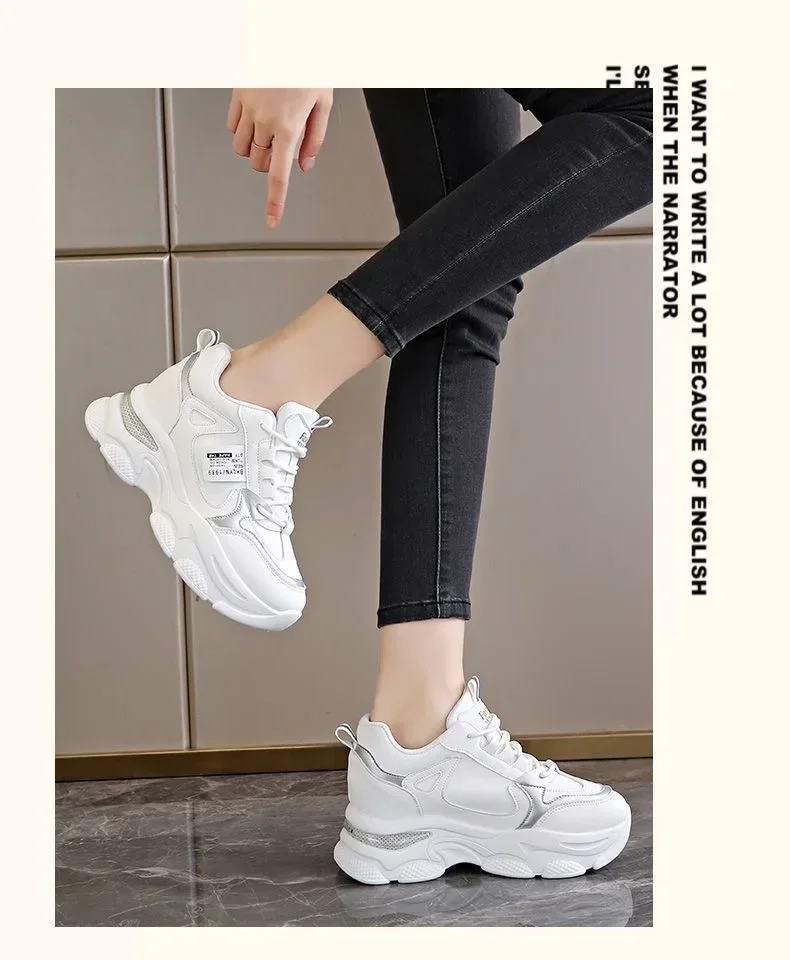 Damen-Sneaker mit Dicker Sohle, Ultraleicht, Neue Frühjahr-Herbst-Kollektion, Weiße Sportschuhe, Bequeme Atmungsaktive Laufschuhe für Frauen – Detail 5