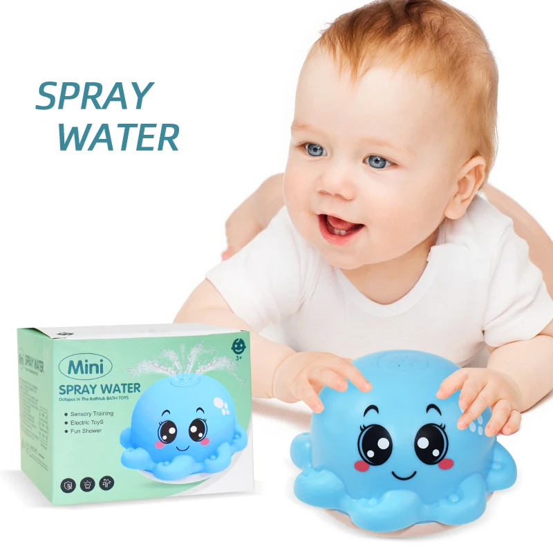 Creative Water Spray Bath Toy Octopus Shape Led Light Water Spray Ball Baby Bath Water Toys Automatic Induction Toys For Kids Gi