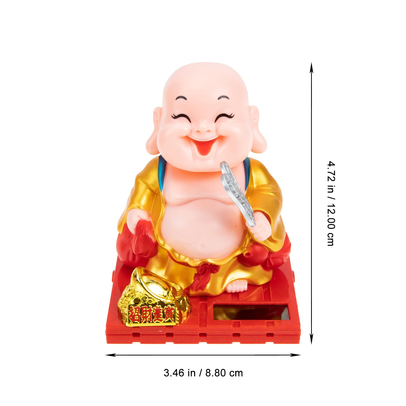 

Solar Powered Maitreya Buddha Sculpture with Fine Workmanship Automatic Nodding Desktop and Car Decoration for Home Interior