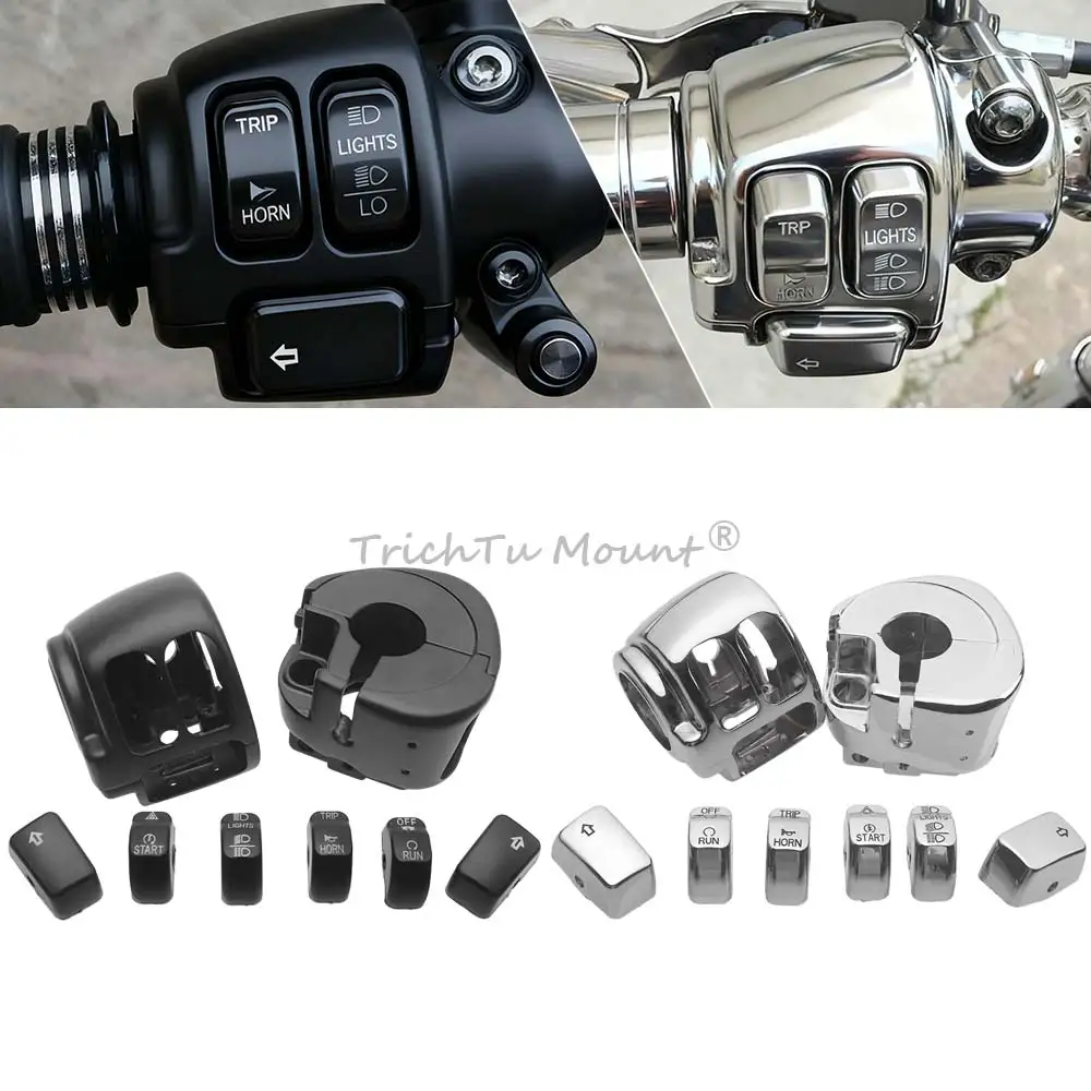 For Harley Softail Dyna Sportster 2011-2022 Motorcycle ABS Button Caps Handlebar Control Aluminum Switch Housing Cover Accessory