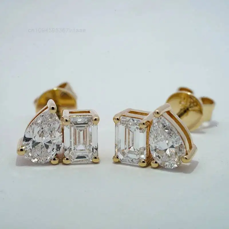 

Earrings Lab Diamante Fine Jewelry Two Stone CVD HPHT Lab Grown Diamant 10k Solid Gold Diamond Earrings