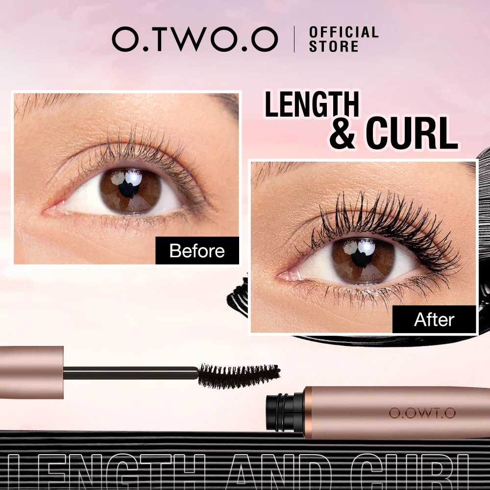 O.TWO.O-Mascara noir pour allonger les cils, imperméable, longue durée, fibre 4D, extension de cils, cosmétiques, maquillage