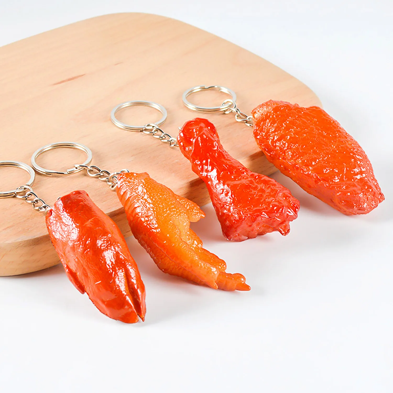 1PCS Cute Mini Simulation Food Key Chain Roasted Chicken Wings Keychain Gift Pendant Accessories Lovely Keyring Jewelry