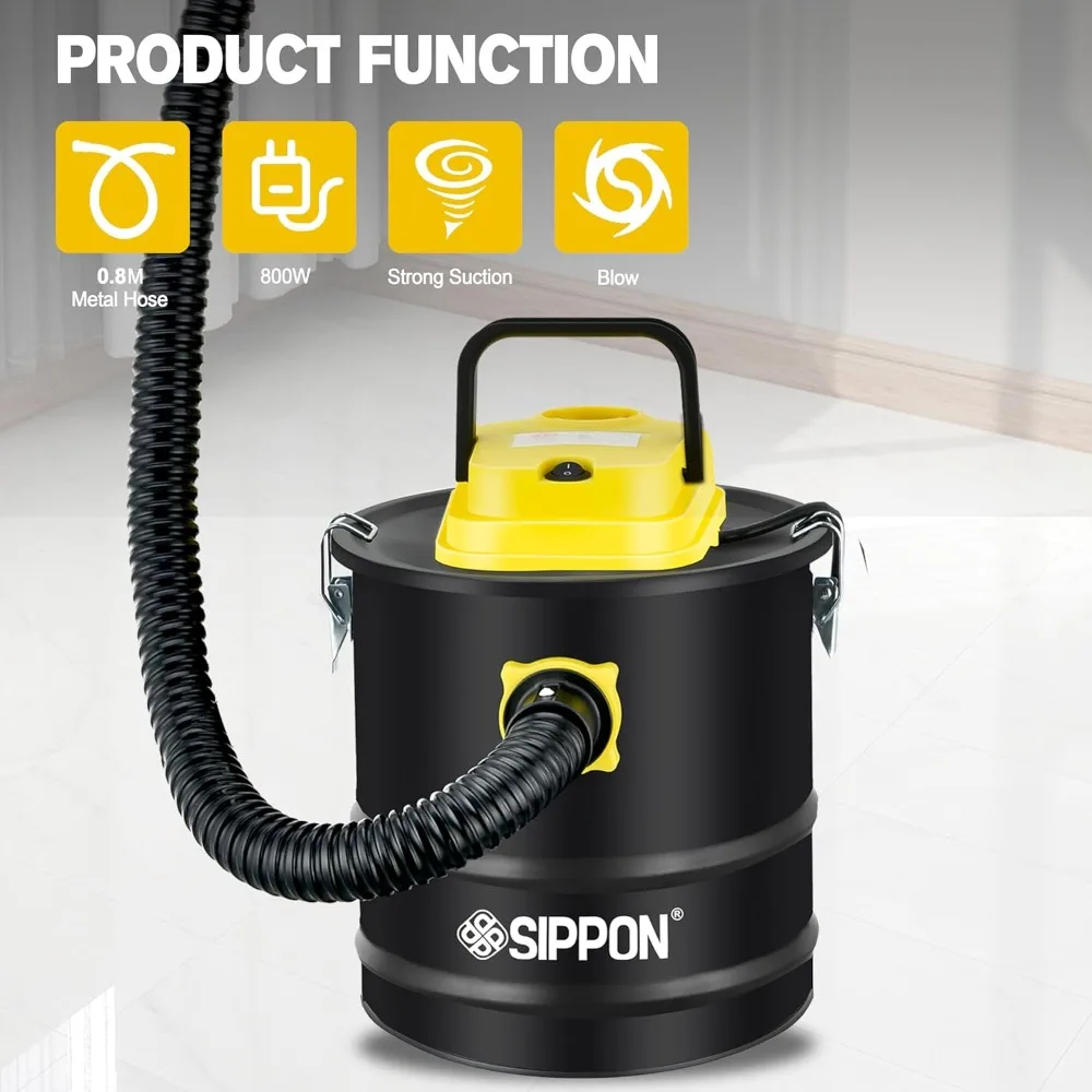 Ash Vacuum Cleaner, Pellet Stove Vacuum Cleaner with Blower Function, 800W Powerful Suction 2.6 Gallon All-in-One Ash Vacuum