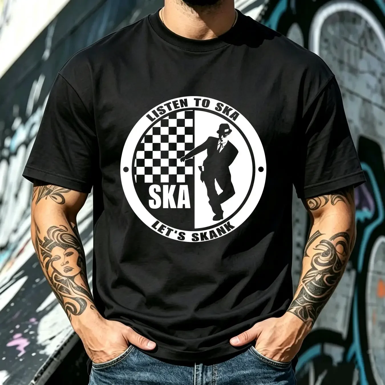 washed T Shirt SKA Skank Rude Boy Specials Bad Manners Selecter Madness Skin 2 Tone vintage Washed designer clothes Breathable