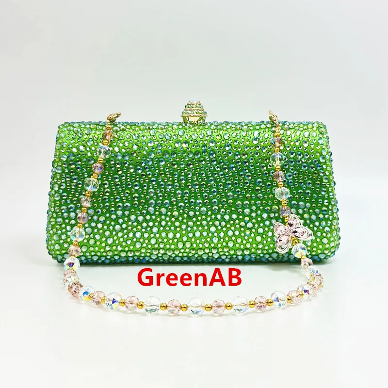 

Luxury Ladies Clutch Evening Bag Crystal Rhinestone Butterfly Bag Chain Wedding Party Golden Wallet Christmas Gift Shiny Handbag