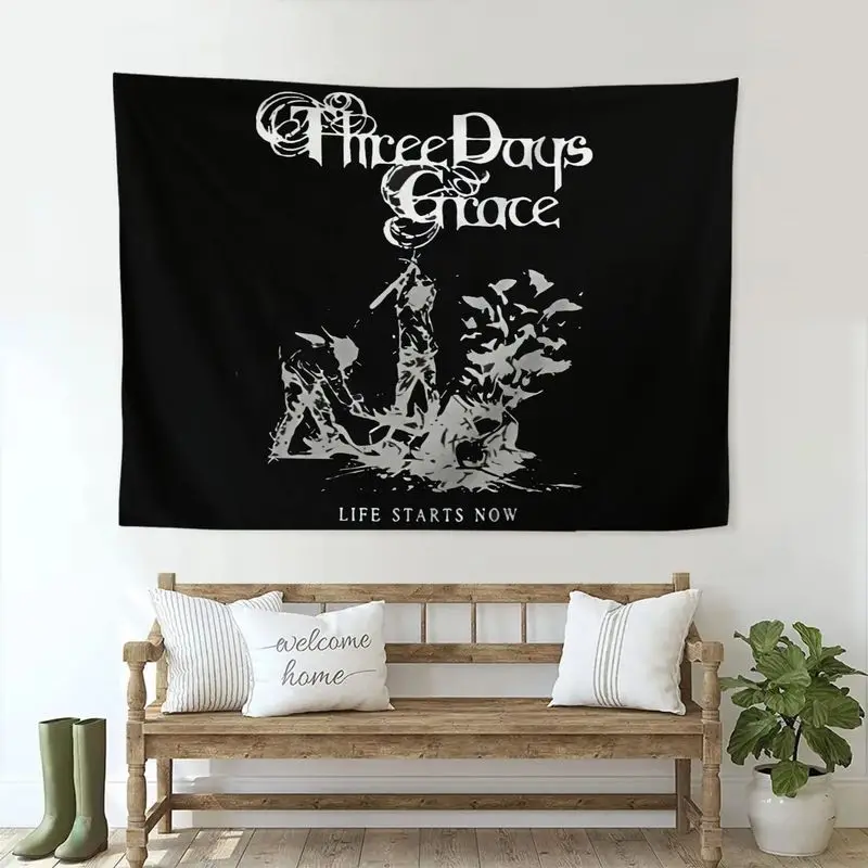 VIKAMA Dark Punk Rock Tapestry Gothic Heavy Metal Music Abstract Portrait Slogan Wall Hanging Decor