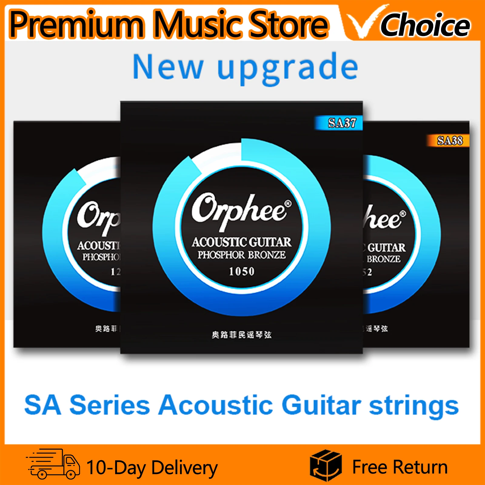 

Orphee Acoustic Guitar Strings SA Series Hexagonal Carbon Steel Alloy Phosphor Bronze Strings Folk Guitar Accessories Parts