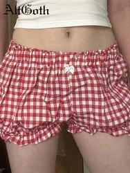 AltGoth Cute Sweet Y2k E-girl Plaid Shorts Women Pastel Goth Streetwear Low Waist Shorts Aesthetic Fairycore Grunge Shorts Femme