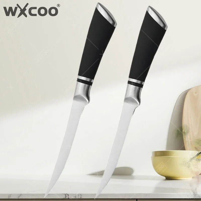 WXCOO Stainless Steel Fishing Fish Boning Fillet Knife Slicing Meat Cleaver Non-Slip Handle Kitchen Knife Kitchen Supplies
