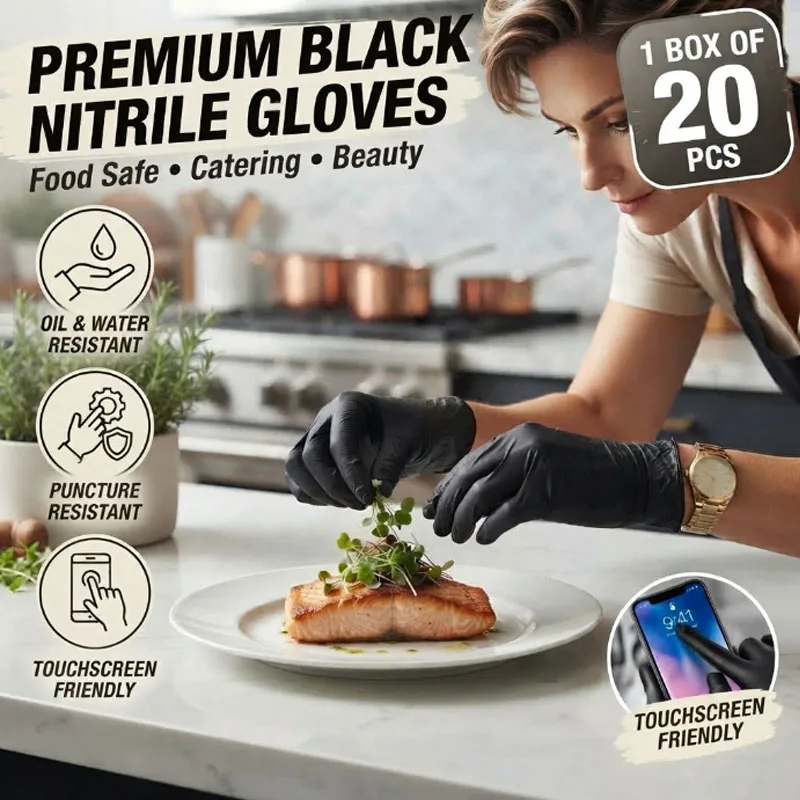 Food Grade Nitrile Gloves Disposable High Elastic Oil Proof Wear Resistant for Catering Beauty Salon Kitchen Cleaning Use