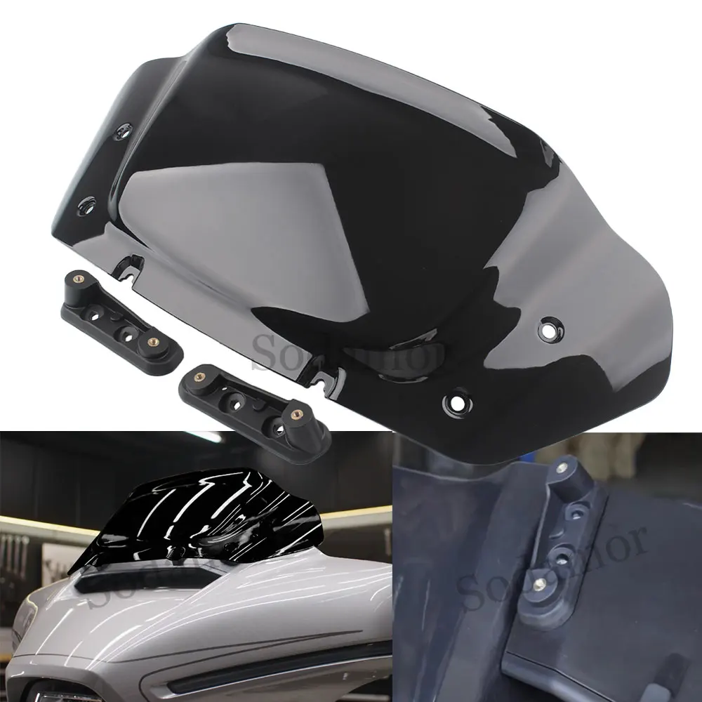 

1xWindscreen Wind Deflector Motorcycle Front Fairing Windshield Black For Harley CVO Street Glide FLHXSE models 2023 2024 -later