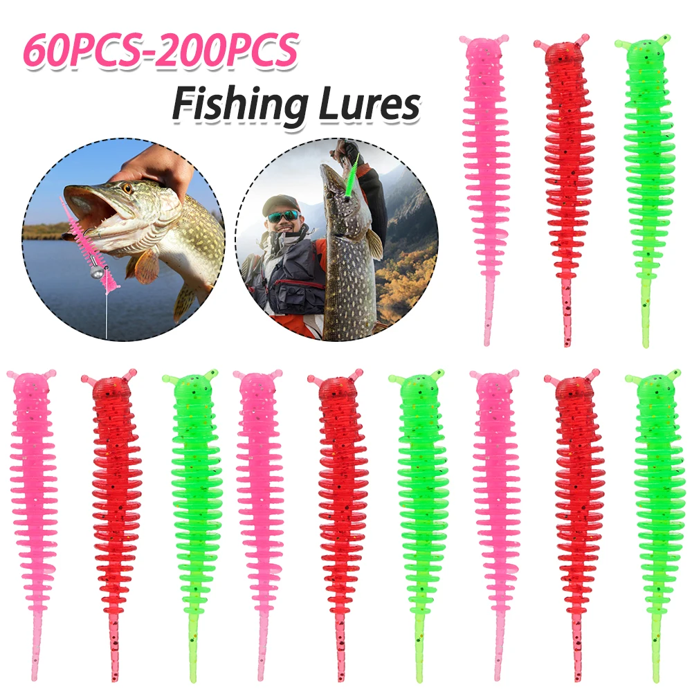 

200pcs Soft Fishing Lures Artificial Bait Soft Bait Swimbaits Wobbler Fishing Baits for Bass Trout Walleye Crappie