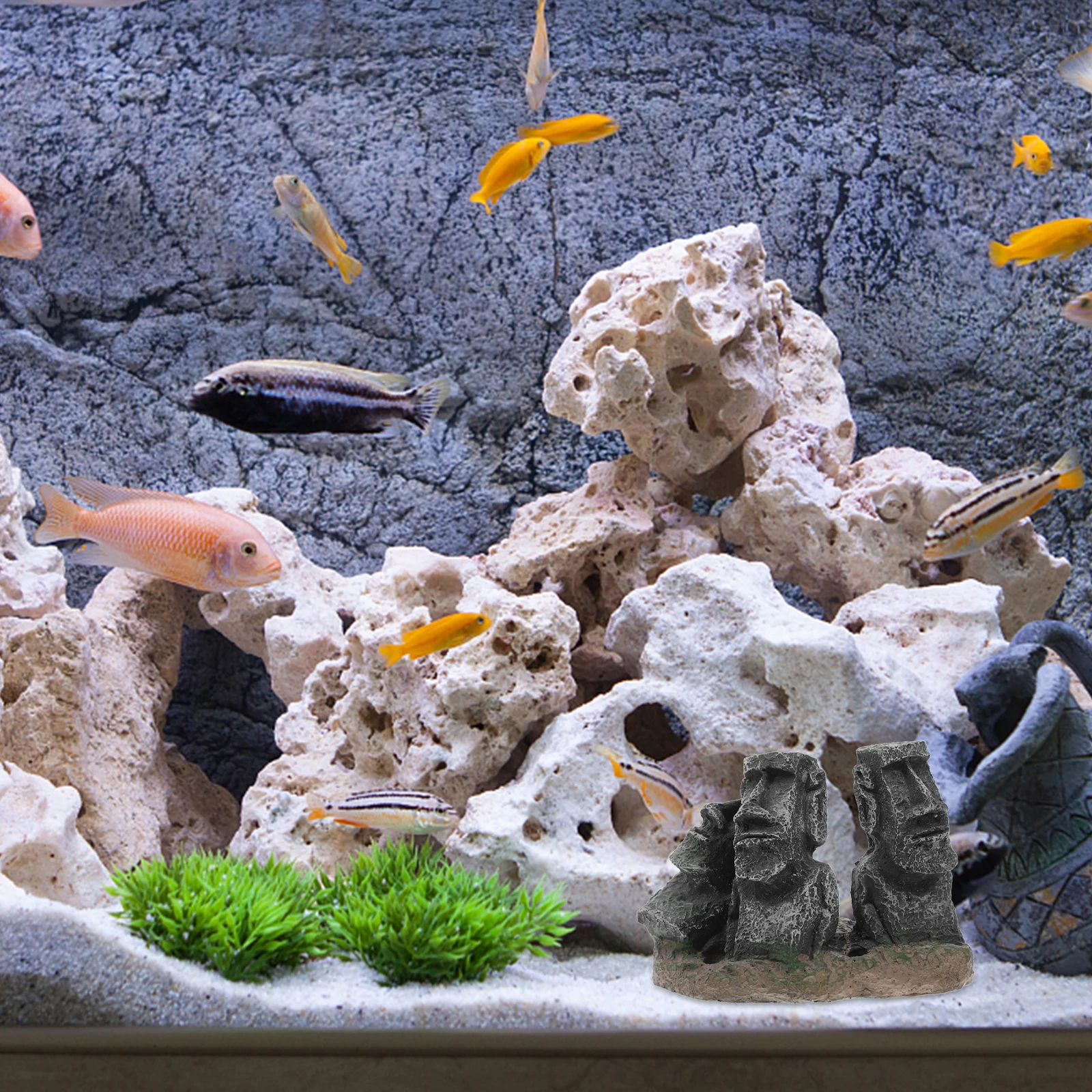 

1pc Portrait Ornaments Aquarium Resin Statue Fish Tank Decoration Roman Egyptian Design Safe for Fish Tanks Easter