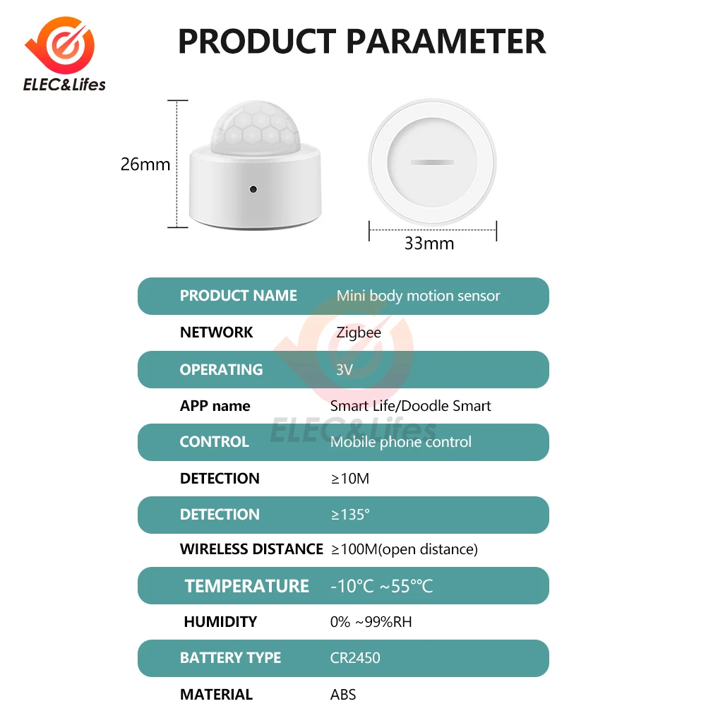 2 in 1 Tuya Zigbee Mini PIR Motion Detector+Light perception Infrared Security Burglar Alarm Sensor With Alexa Google Home