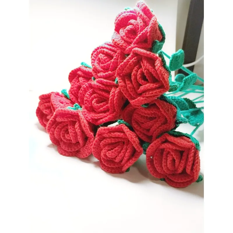 

1pc Finished Rose Flower Handmade Artificial Flowers Braided Eternal Flower Bouquet Wedding Decor Valentine's Day Gifts Ornament