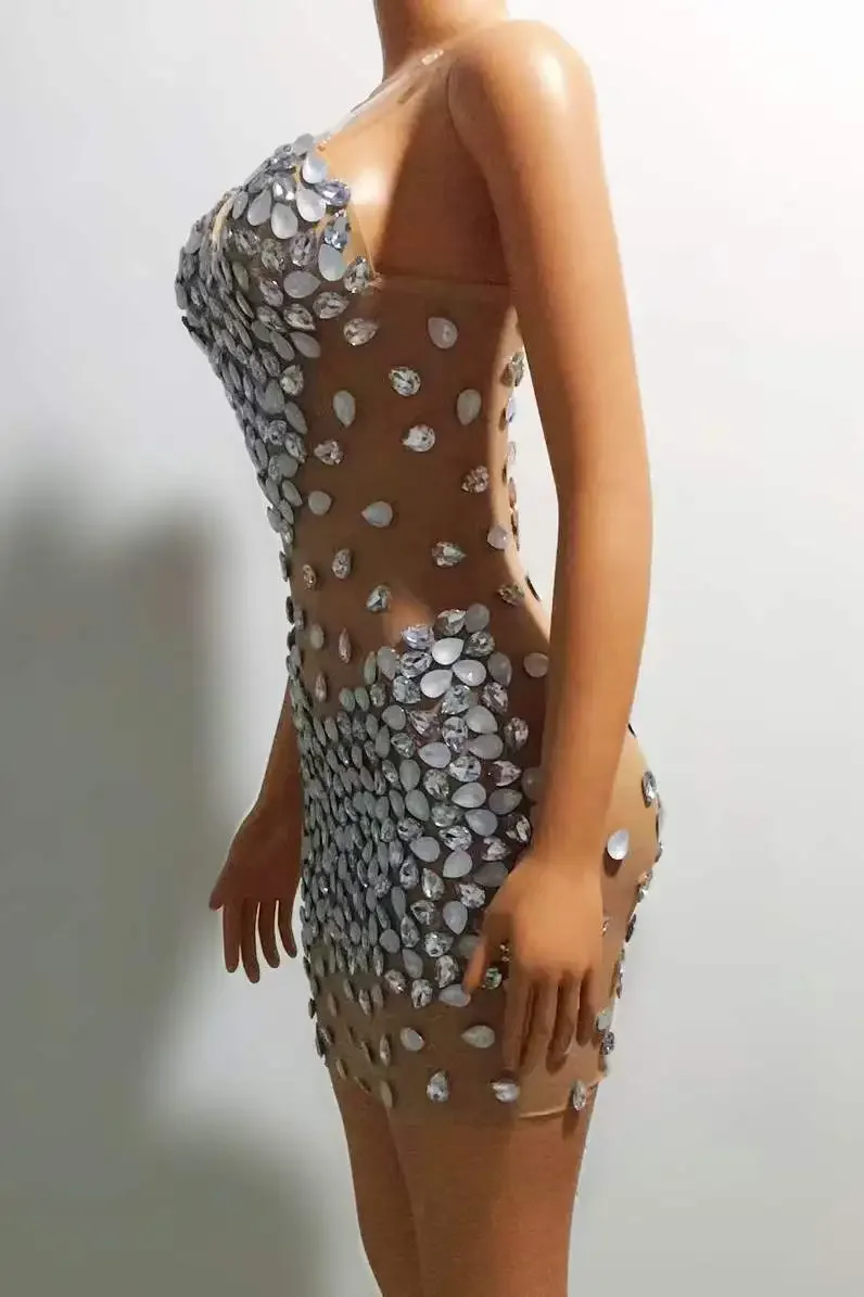 

Women Backless See Through Dress Birthday Drag Queen Outfit Stage Wear Nightclub Party Singer Performance Costumes 2026