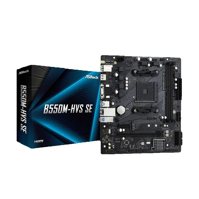 ASrock B550M-HVS SE New Dual channel DDR4 AMD B550 Motherboards Socket AM4 Processadores 5500/5600/5600G PCI-E 4.0 16X SATA3.0