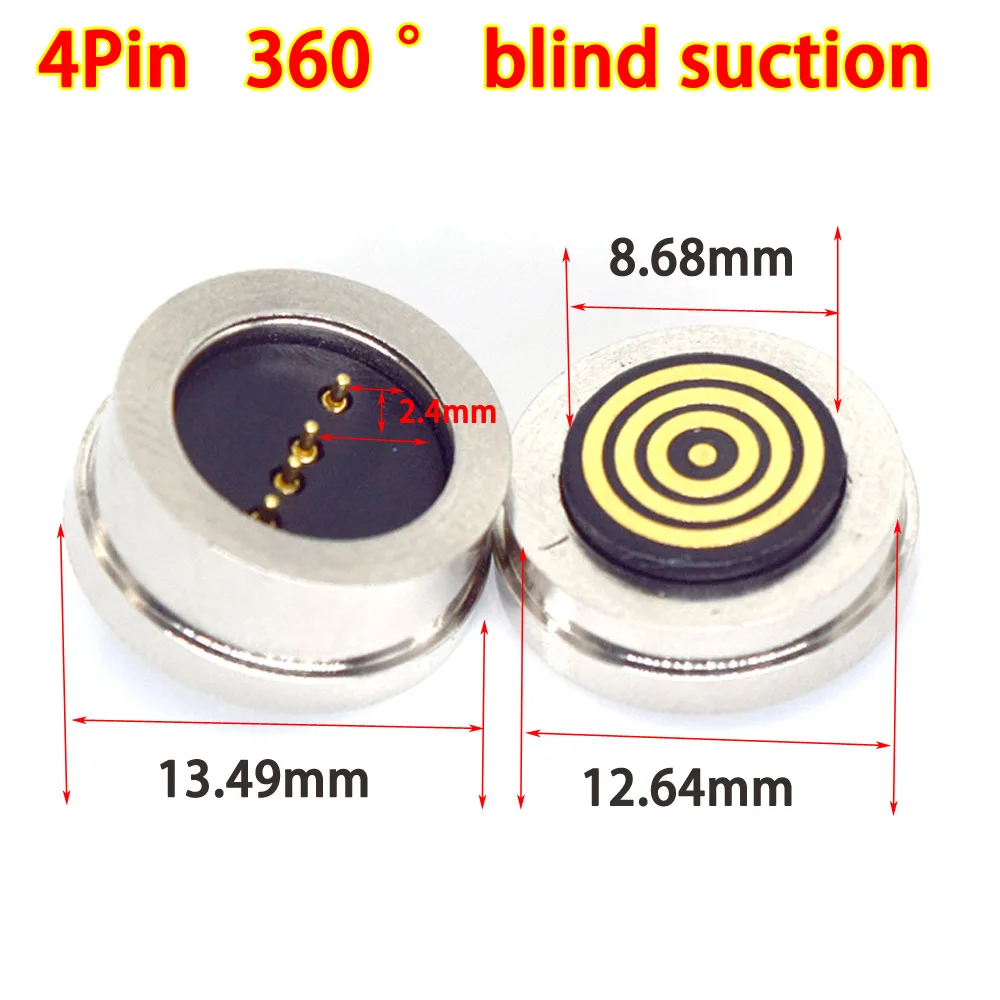 1Pair 4Pin Male Female 360 ° blind suction Waterproof Magnetic Pogo Pin Connector Spring Loaded DC Signal transmission charging