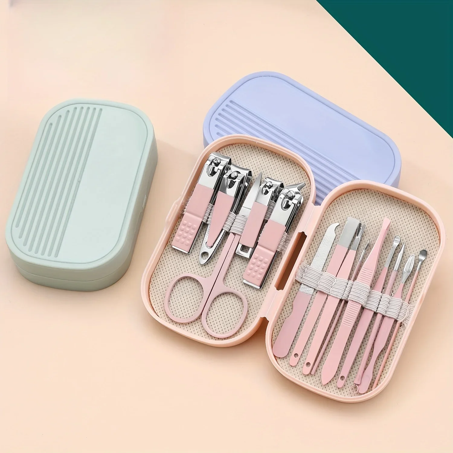 Ensemble de coupe-ongles portables avec cure-oreille, outils de manucure durables pour dortoir, ciseaux à sourcils et accessoires pour Nail Art, 14 pièces