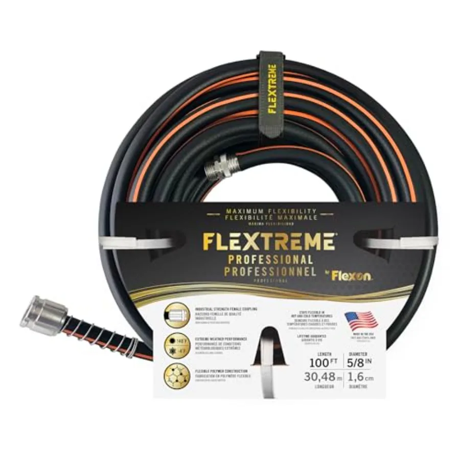 

Садовый шланг Flextreme Pro 5/8 x Performance из высокопрочной резины, устойчивый к перегибам, всепогодный, с промышленными соединительными муфтами