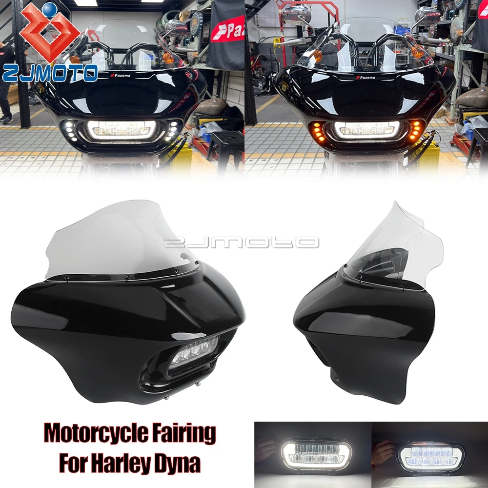 For Harley For Harley Dyna Street Bob FXDB Low Rider FXDL FXDLS Motorcycle Headlights Fairings Batwing Cowl Front Windscreen Kit