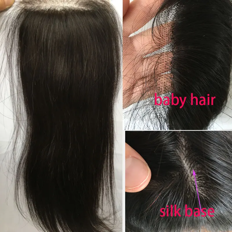 Silk Top Lace Closure Straight Ash Blonde Silk Base Human Hair Lace Closure with Baby Hair 4x4 Brazilian Virgin Human Hair 613#