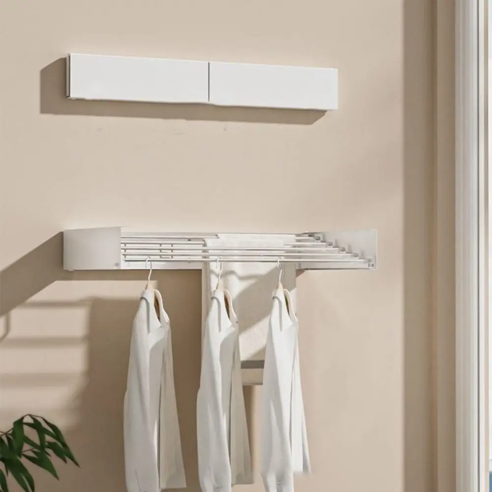 

Carbon Steel Invisible Clothes Drying Rack 60CM 5 Rods Hidden Drying Rack Large Capacity Wall Mounted Towel Organizer