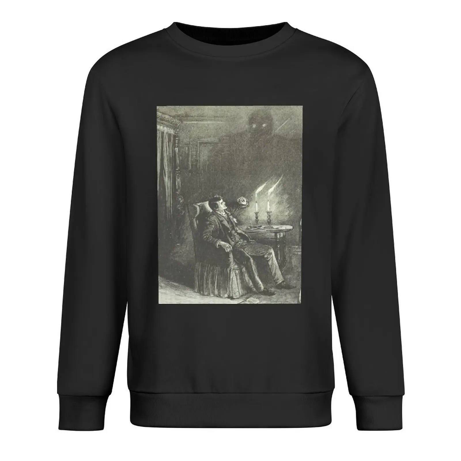 

Creepy etching illustration - A man reels from an evil shadow Pullover autumn japanese style winter man sweatshirt