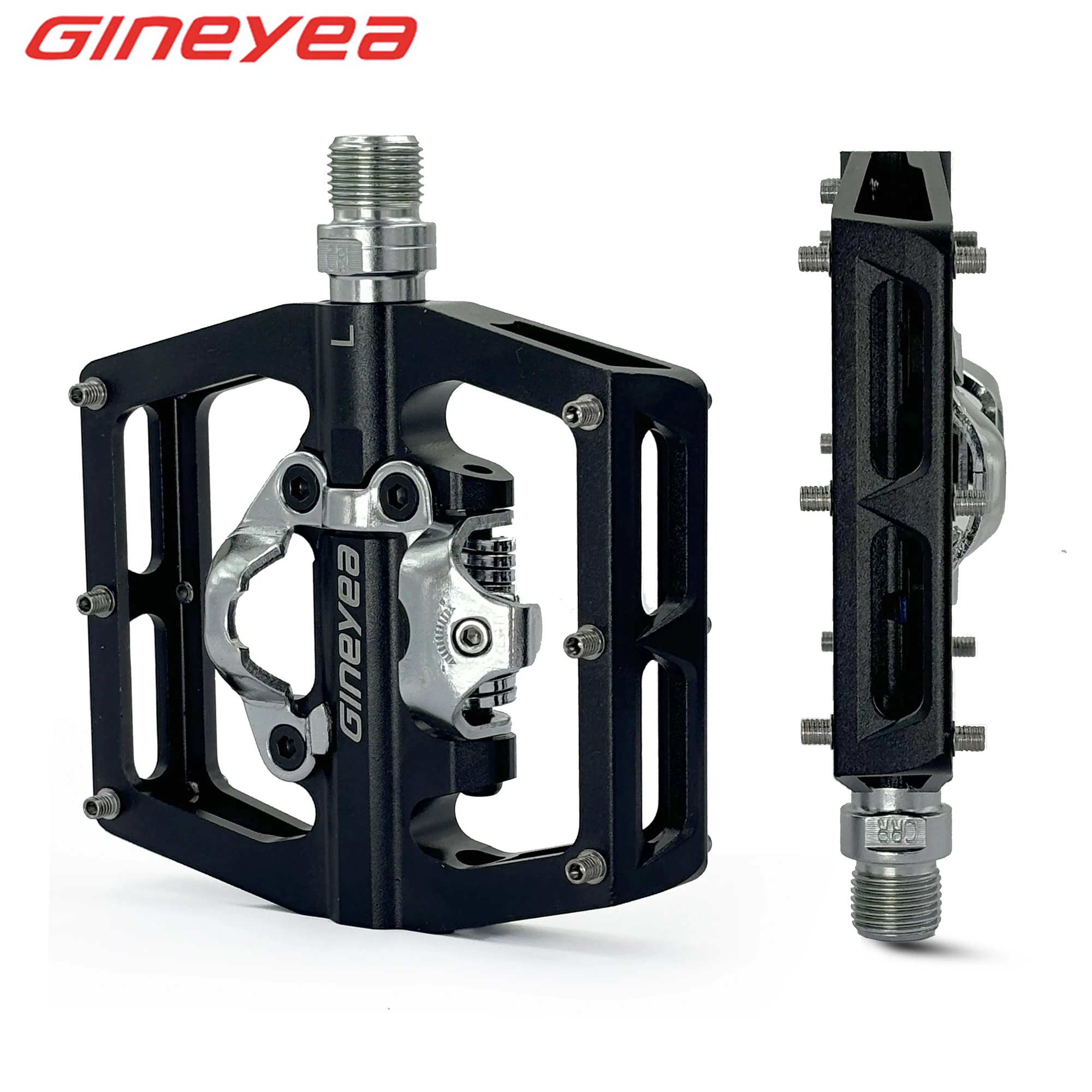 Gineyea Mountain Bike Clip Pedals, Dual Function Gravel MTB Bike Clipless Pedals with cleats Bicycle Pedals compatible with SPD