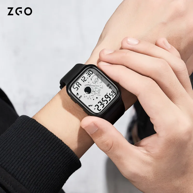 Reloj ZGO para niños y niñas, reloj despertador luminoso resistente al agua, reloj de pulsera deportivo para estudiantes, relojes digitales electrónicos, caja de regalo 8616