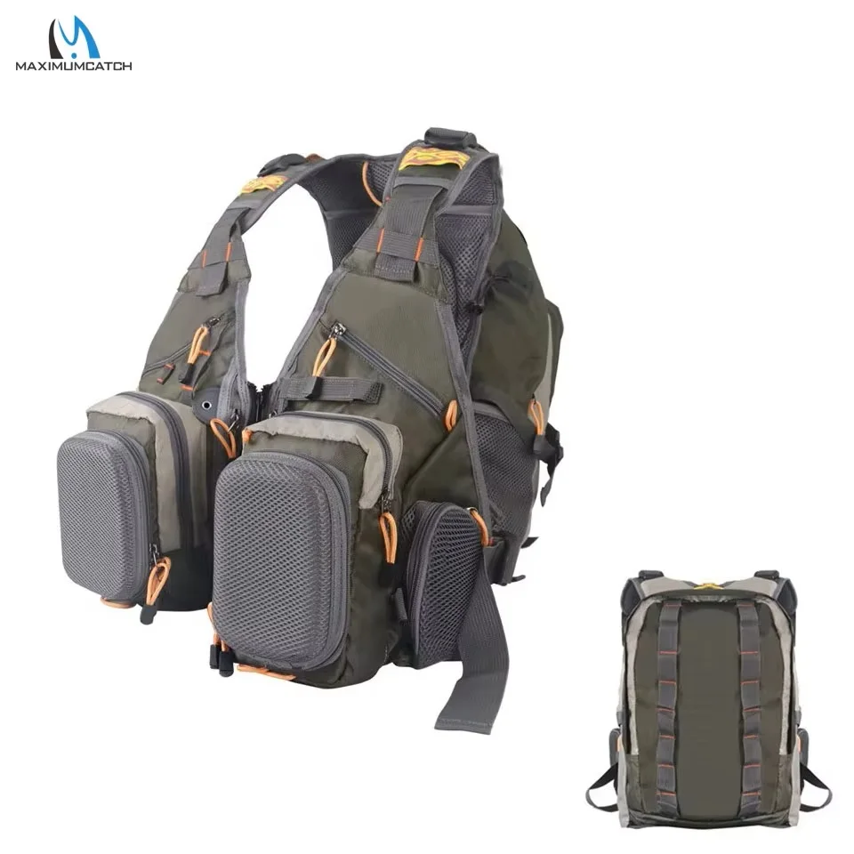 MAXIMUMCATCH Adjustable Breathable Mesh Fly Fishing Vest & Tackle Backpack – Multi-Pocket Outdoor Fishing Vest