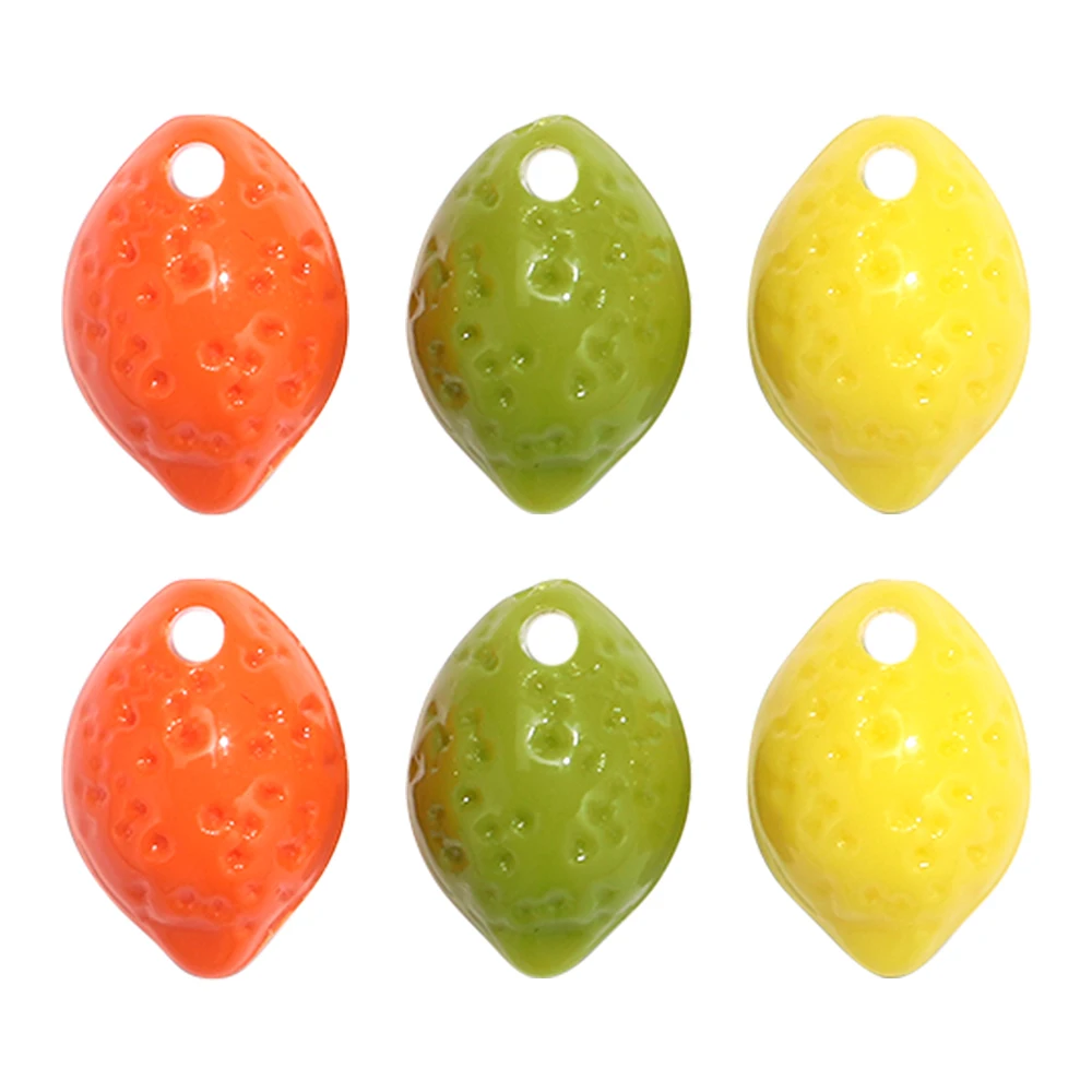 50pcs/lot Resin Colorful Lemon Shape Geometric Charm Beads for Necklace Bracelets Marking Diy Jewelry Accessory