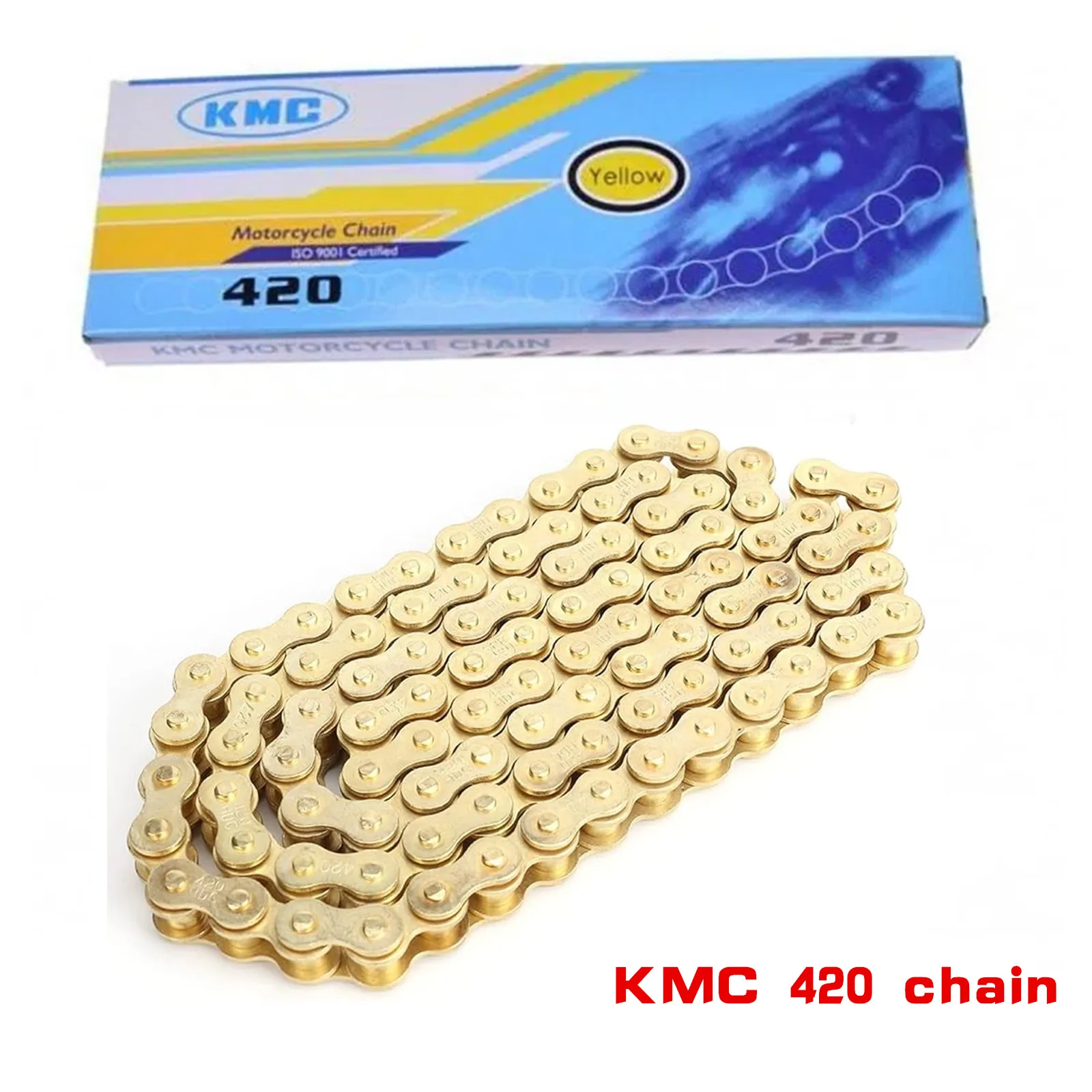 Motorcycle Chain 420 120 Links KMC Gold Heavy Duty Drive Chain for Honda 50cc 110cc 125cc Kayo Apollo Pit Bike Kart Motocross