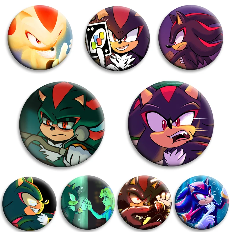 

Hot Anime Shadow The Hedgehog Creative Badge Brooches Tinplate Soft Button Pins Bag Accessories Gifts for Couple Decor Jewelry