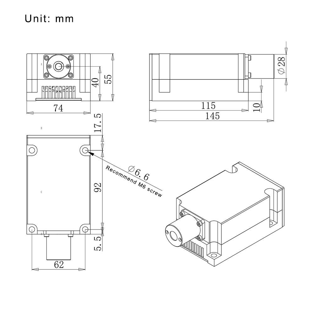 Линейный лазерный модуль DPSS