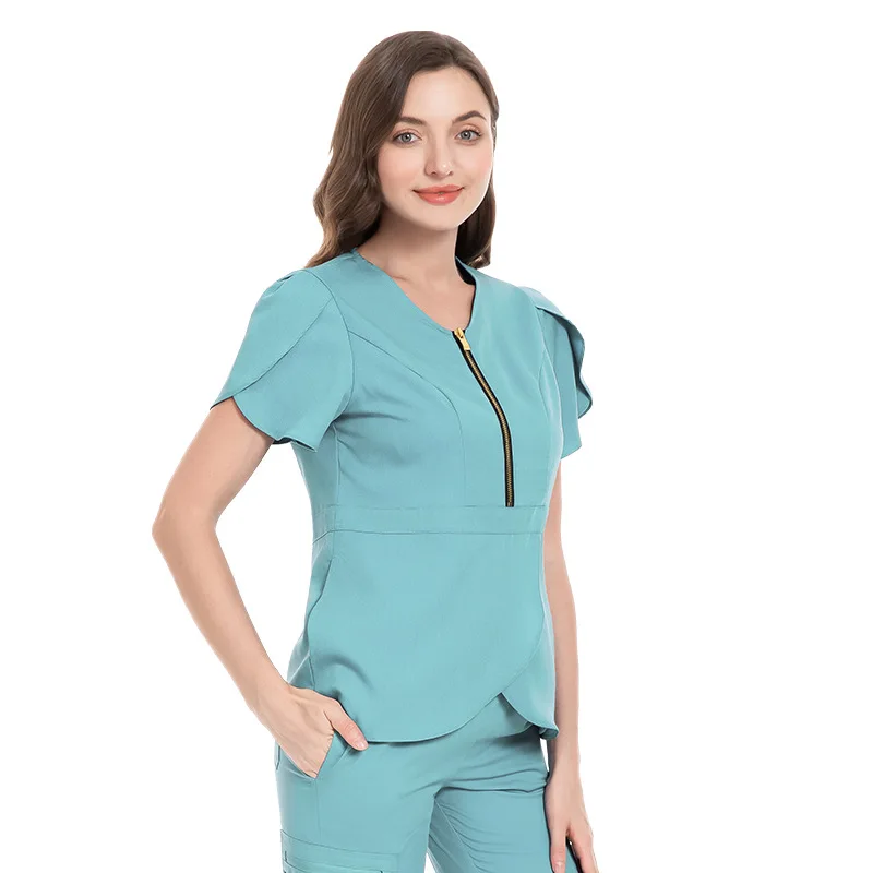 Medical Scrub Set Beauty Hospital Surgical Uniforms Women Scrub Tops Pants Nurses Accessories Dental Clinic Pet Workwear Clothes