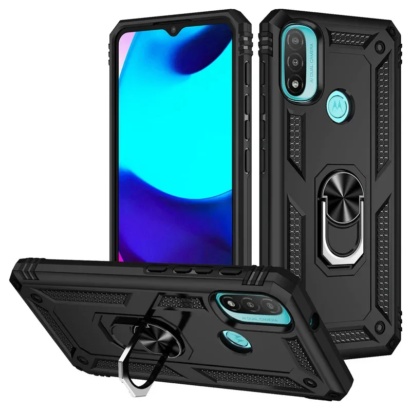 For Motorola Moto E20 E30 E40 Case Armor Shockproof Magnet Car Holder Ring Case For Moto E32 Protective Back Cover