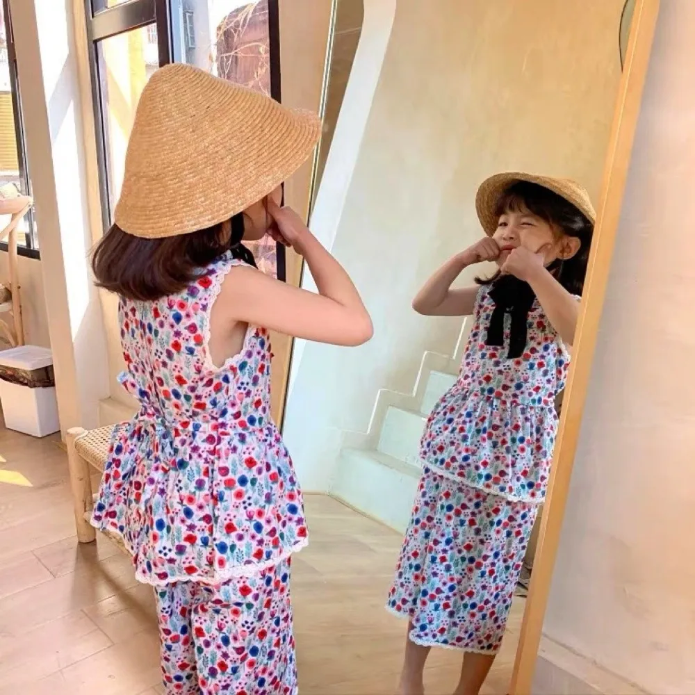 قبعة شمس للأطفال ذات حافة كبيرة كورية إبداعية للفتيات من القش قبعة كاكي منسوجة يدويًا من القش للأطفال لحماية الصيف من الأشعة فوق البنفسجية #2