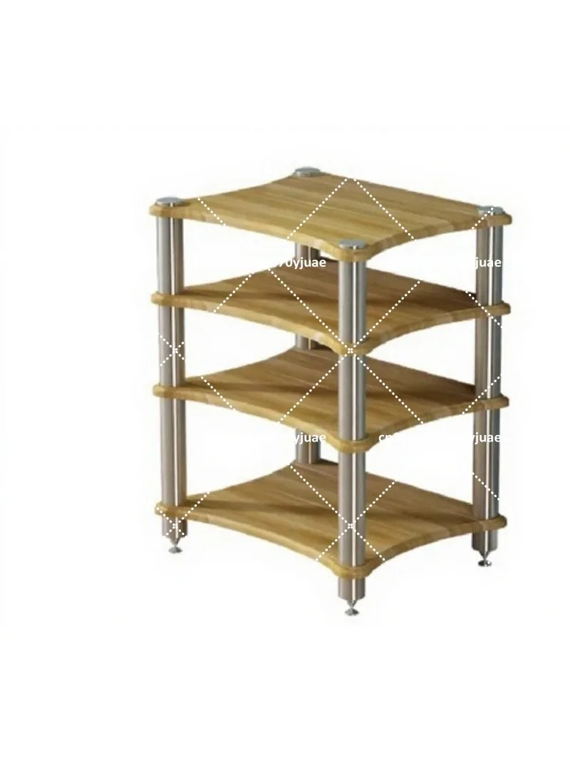 Solid Wood Metal Frame Multifunctional Layered Storage Cabinet for Amplifier TV CD Speaker Rack Organizer