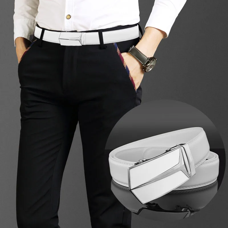 العلامة التجارية الجديدة رسالة T على شكل حزام رجالي مصمم الأبيض الفاخرة حزام جلد الموضة عالية الجودة مشبك معدني التلقائي