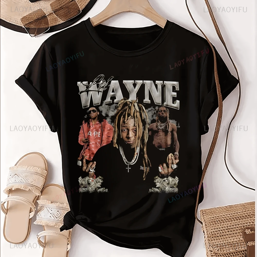 Retro Rapper LIL WAYN Loose Short Sleeve T-shirt LIL WAYN Neutral Trend Harajuku Unisex Shirt Graphic Oversized T-shirt