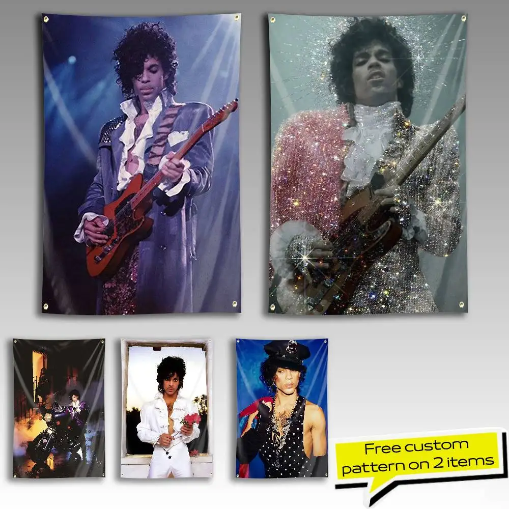 Purple Rain Prince Rogers Nelson Flag Tapestry Banner for Bedroom Living Room Outdoor Camping Custom Supported