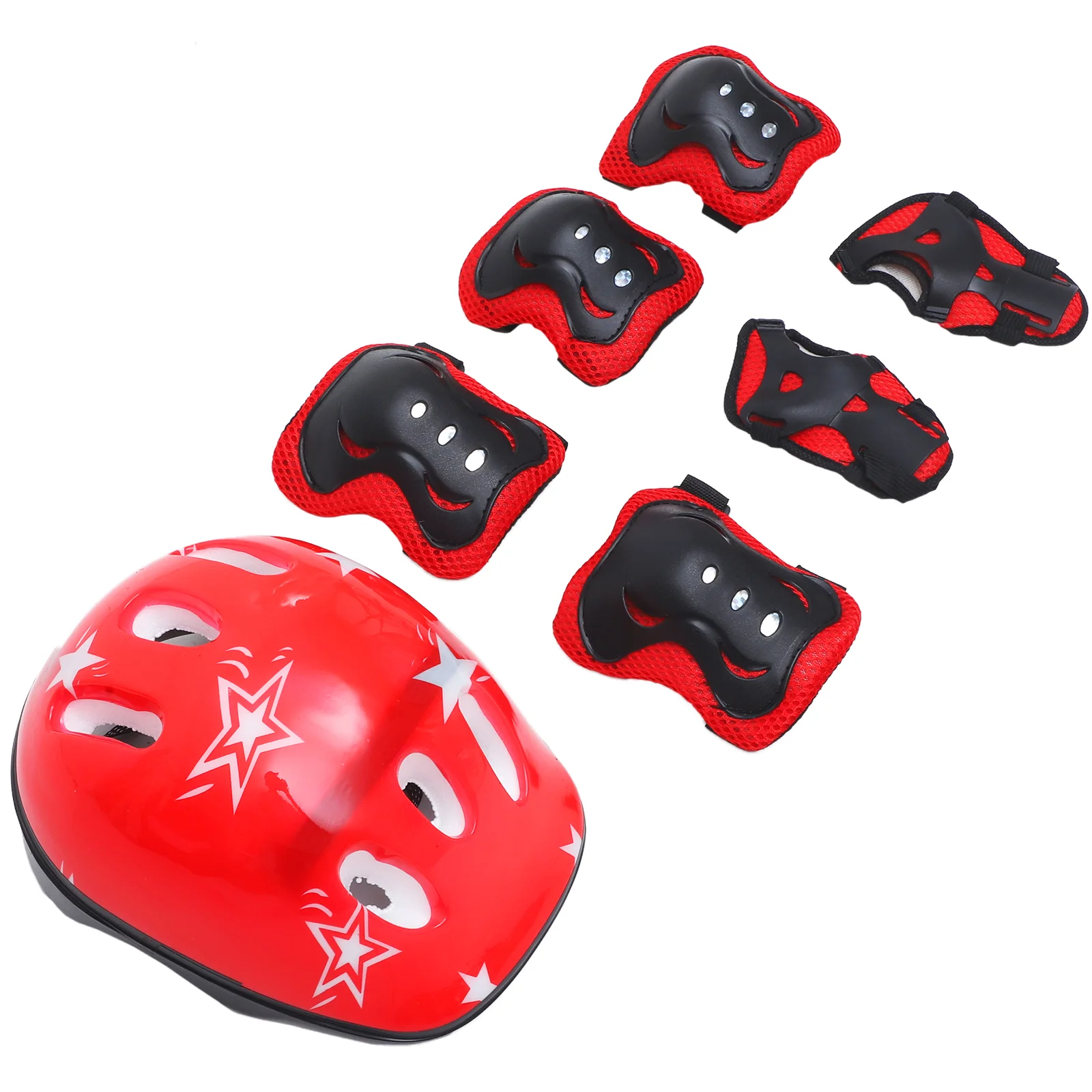 7 Pcs Kids Riding Gear Knee Pads Elbow Youth Protector Ice Skates and Child