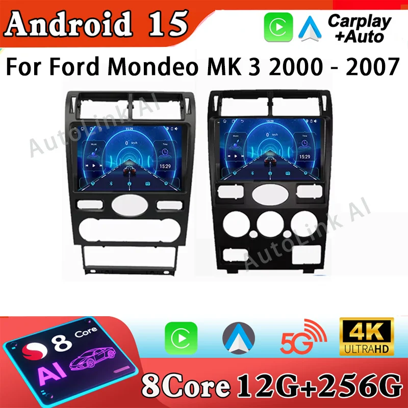 

Для Ford Mondeo MK 3 2000 2001 2002 2003 2004 2005-2007 Android 15 Автомобильный радиоприемник Мультимедийный видеоплеер GPS-навигация Без 2din DVD