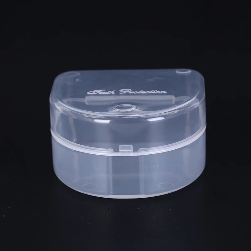 Dental Box Denture Teeth Storage Case Mouth Guard Container 6.4x6.5x3.5cm